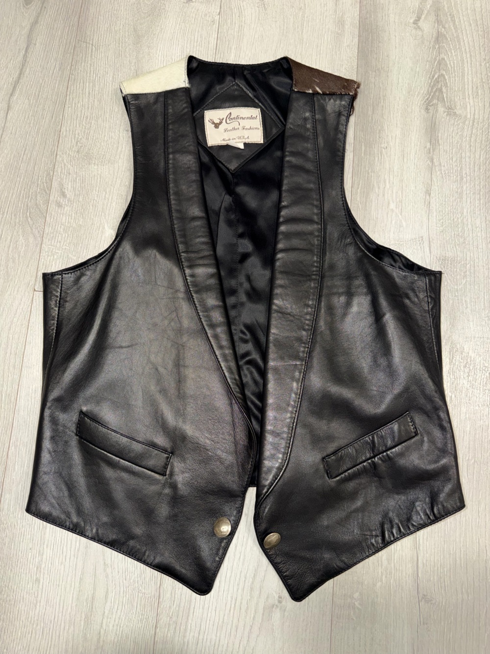RARE Continental Leather Fashions Vest with CowHide detail